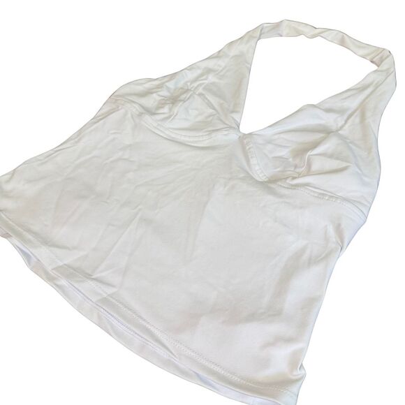 FP FREE PEOPLE INTIMATELY Still Here Halter Top Knit Deep V White NWT Medium - Picture 4 of 6